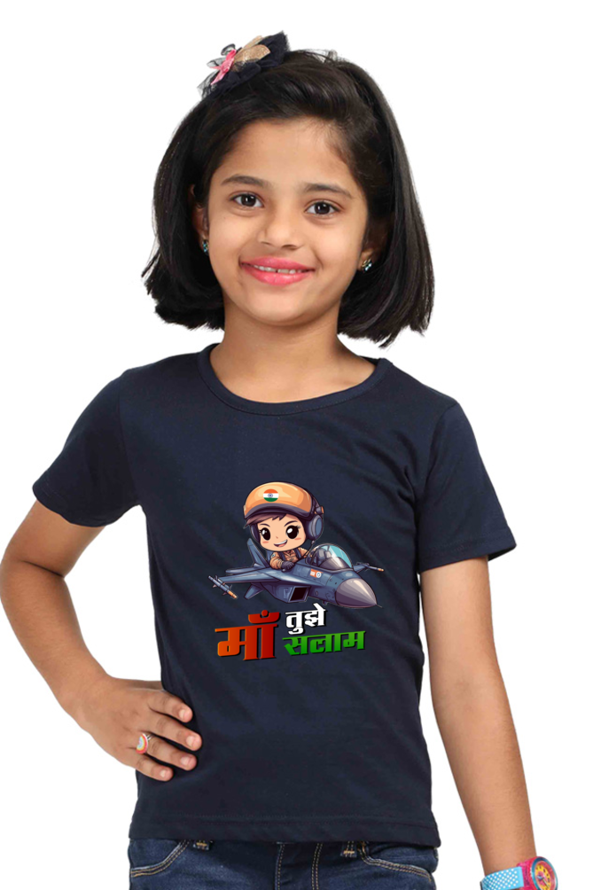 Republic Day Pride Round Neck Half Sleeve Classic T-Shirts for Girls Vastrdhamm