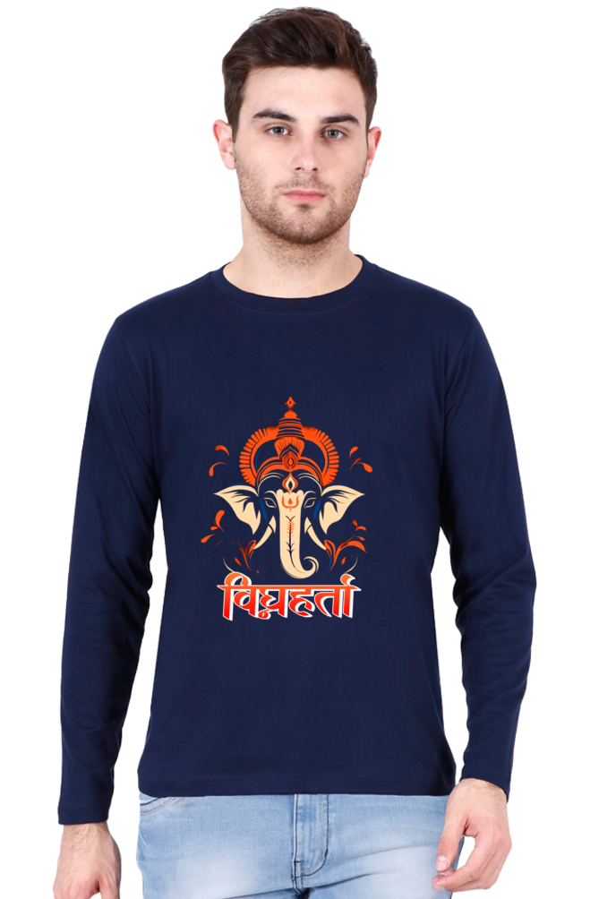 Jai Ganesha Spirit Round Neck Full Sleeve T-Shirts for Men Vastrdhamm