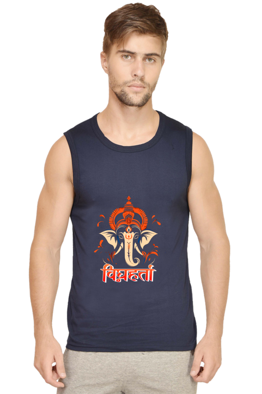 Jai Ganesha Spirit Round Neck Sleeveless T-Shirts for Men Vastrdhamm