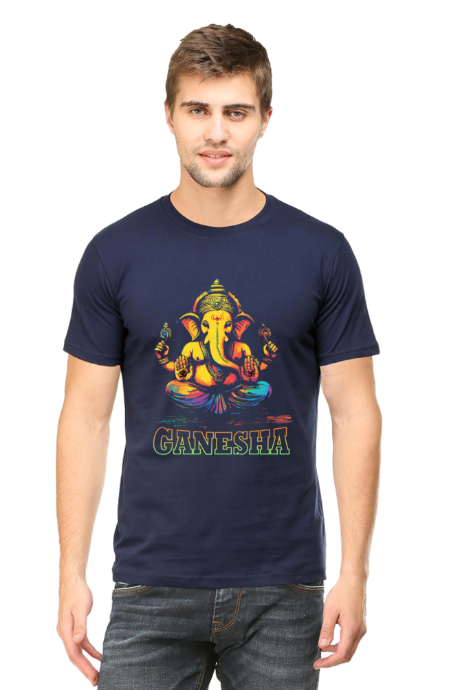 Jai Ganesha Power Round Neck Half Sleeve Classic T-Shirts for Men Vastrdhamm