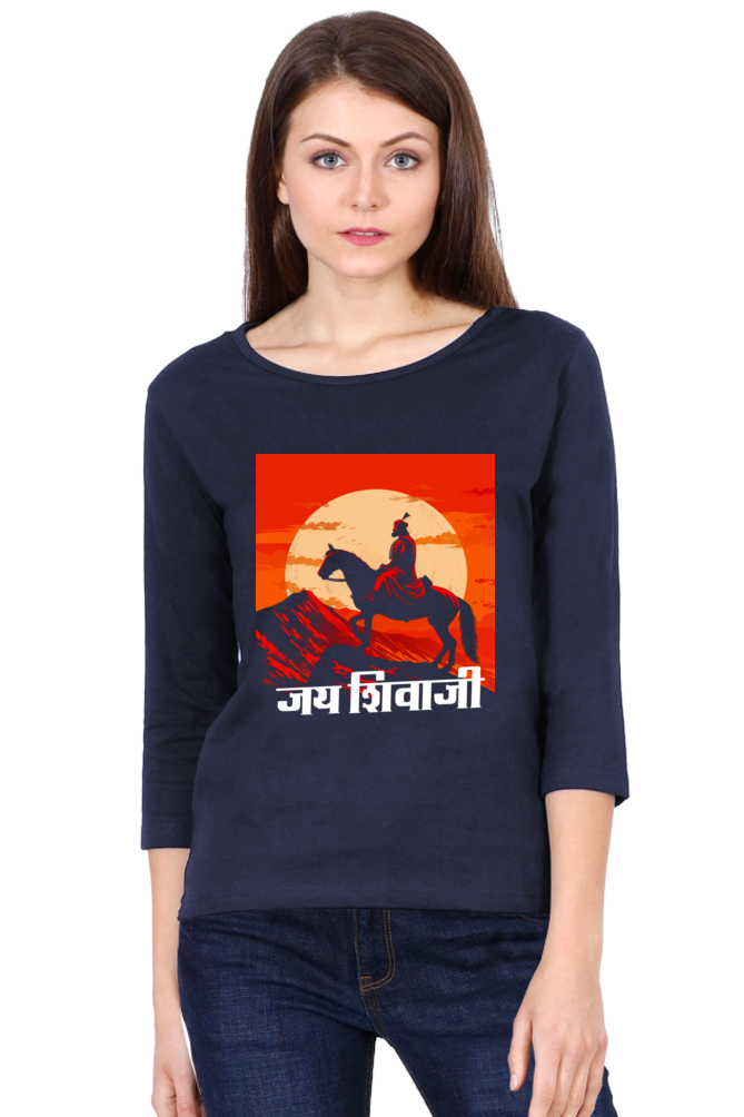 Shivaji Maharaj Honor Round Neck Full Sleeve T-Shirts for Women Vastrdhamm