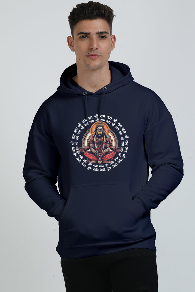 Hanuman Mighty Vigilance Oversized Hooded Sweatshirt T-Shirts for Men Vastrdhamm