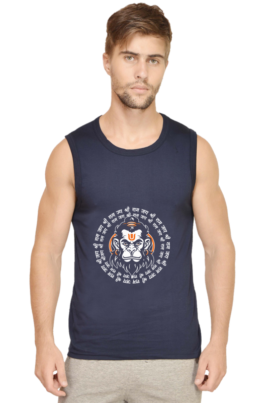 Hanuman Energy Round Neck Sleeveless T-Shirts for Men Vastrdhamm