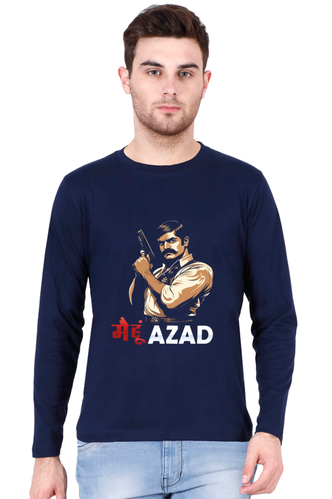 Chandra Shekhar Azad Revolution Round Neck Full Sleeve T-Shirts for Men Vastrdhamm