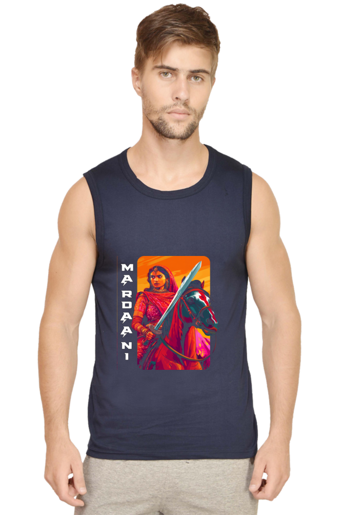 Lakshmi Bai Warrior Spirit Round Neck Sleeveless T-Shirts for Men Vastrdhamm