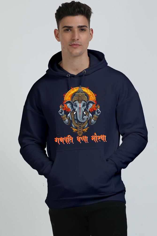 Jai Ganesha Blessings Oversized Hooded Sweatshirt T-Shirts for Men Vastrdhamm