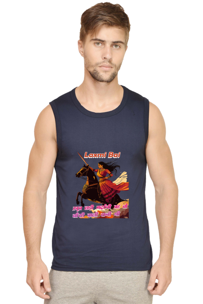 Lakshmi Bai Fierce Defender Round Neck Sleeveless T-Shirts for Men Vastrdhamm