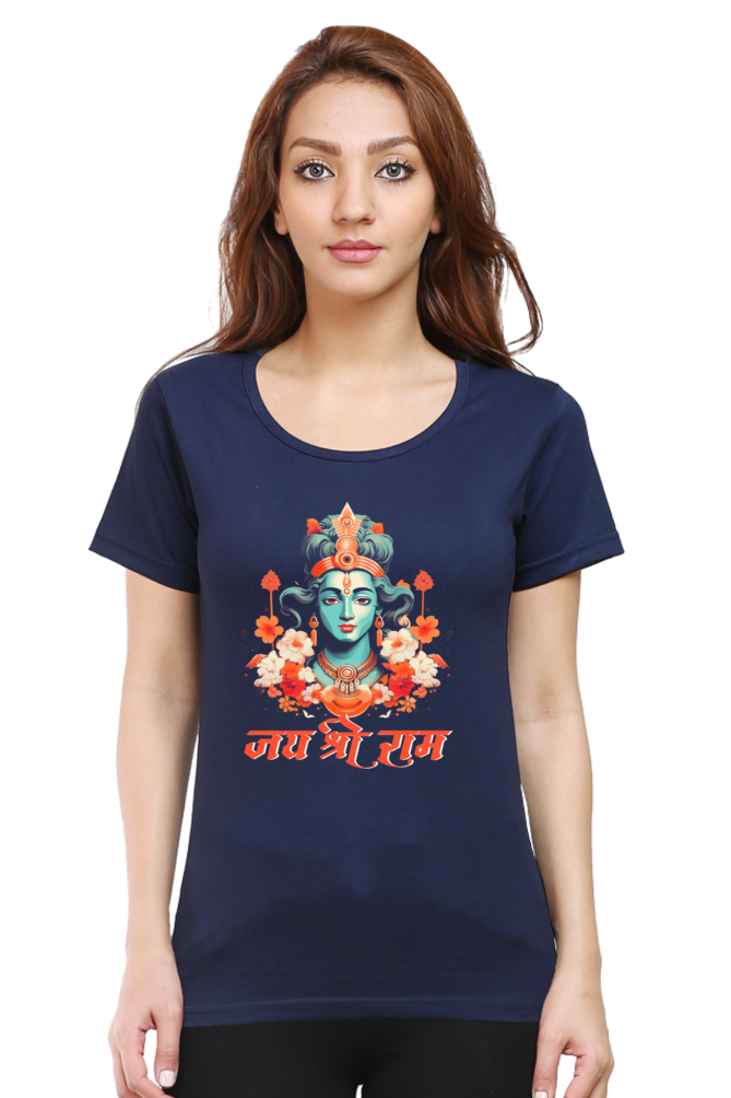 Ram Ji Vanvasi Round Neck Half Sleeve Classic T-Shirts for Women Vastrdhamm