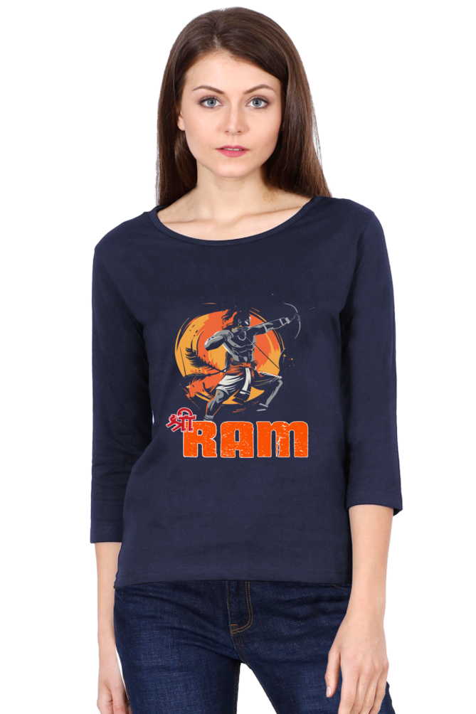 Ram Ji Ayodhya Pride Round Neck Full Sleeve T-Shirts for Women Vastrdhamm