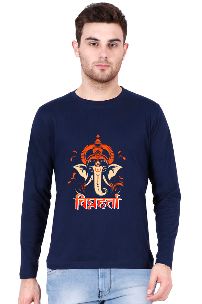 Jai Ganesha Spirit Round Neck Full Sleeve T-Shirts for Men Vastrdhamm