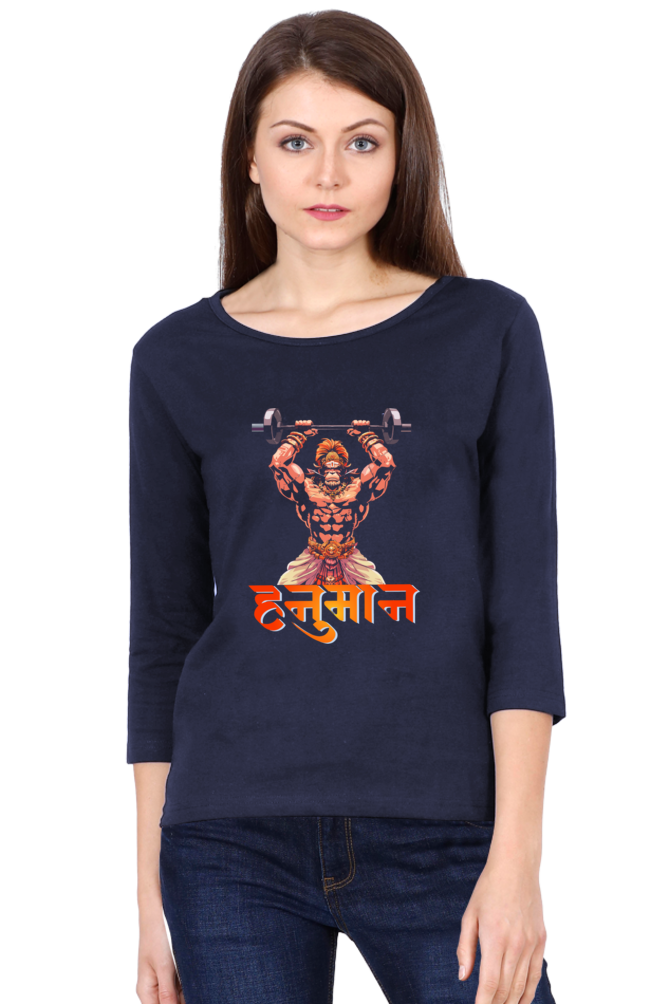 Hanuman FearlessRound Neck Full Sleeve T-Shirts for Women Vastrdhamm