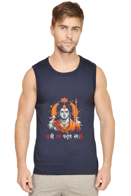 Ram Ji Divine Warrior Round Neck Sleeveless T-Shirts  for Men Vastrdhamm