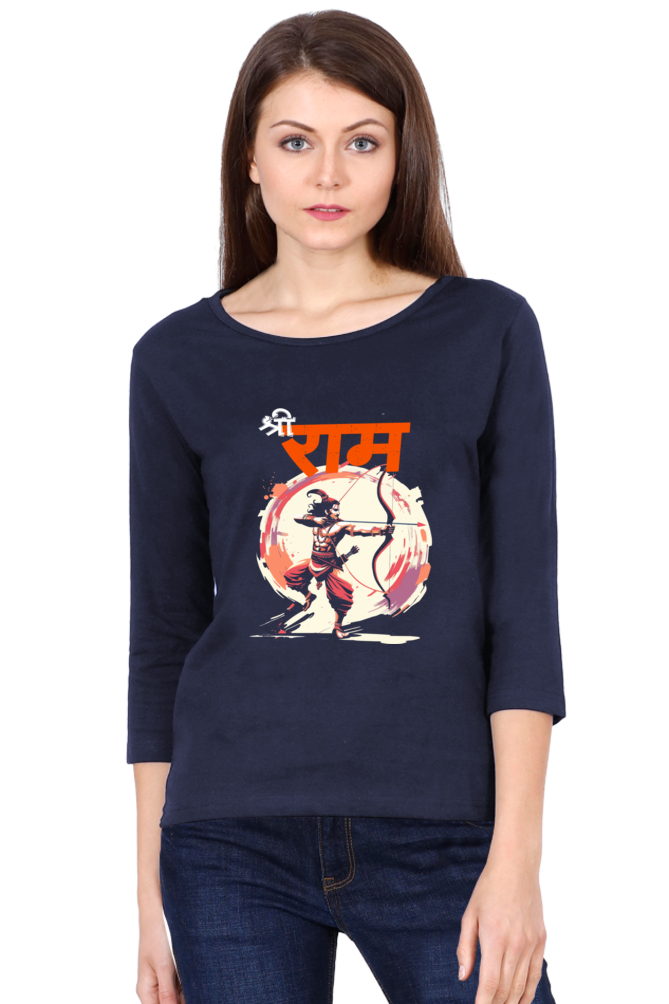 Ram Ji Eternal Dharma Round Neck Full Sleeve T-Shirts for Women Vastrdhamm