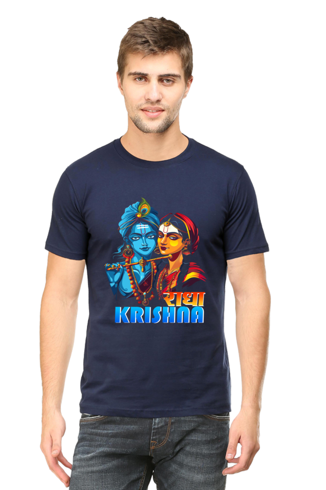 Shree Krishan Divine Love Round Neck Half Sleeve Classic T-Shirts for Men Vastrdhamm