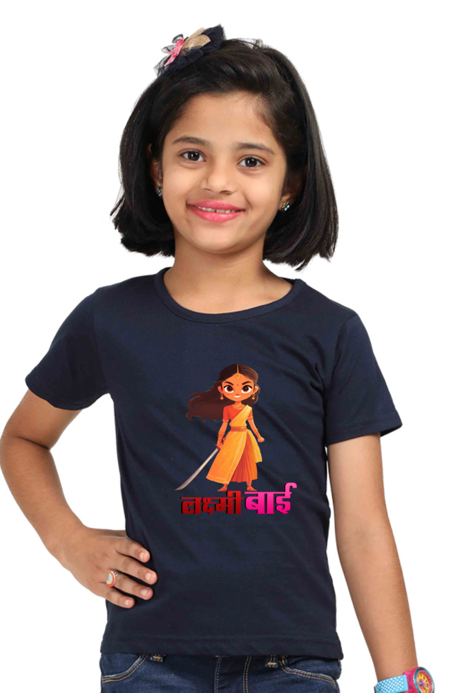 Lakshmi Bai Warrior Spirit Round Neck Half Sleeve Classic T-Shirts for Girl Vastrdhamm