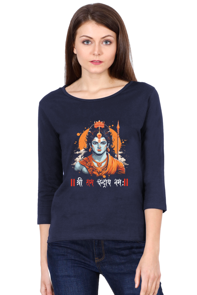 Ram Ji Divine Warrior Round Neck Full Sleeve T-Shirts for Women Vastrdhamm