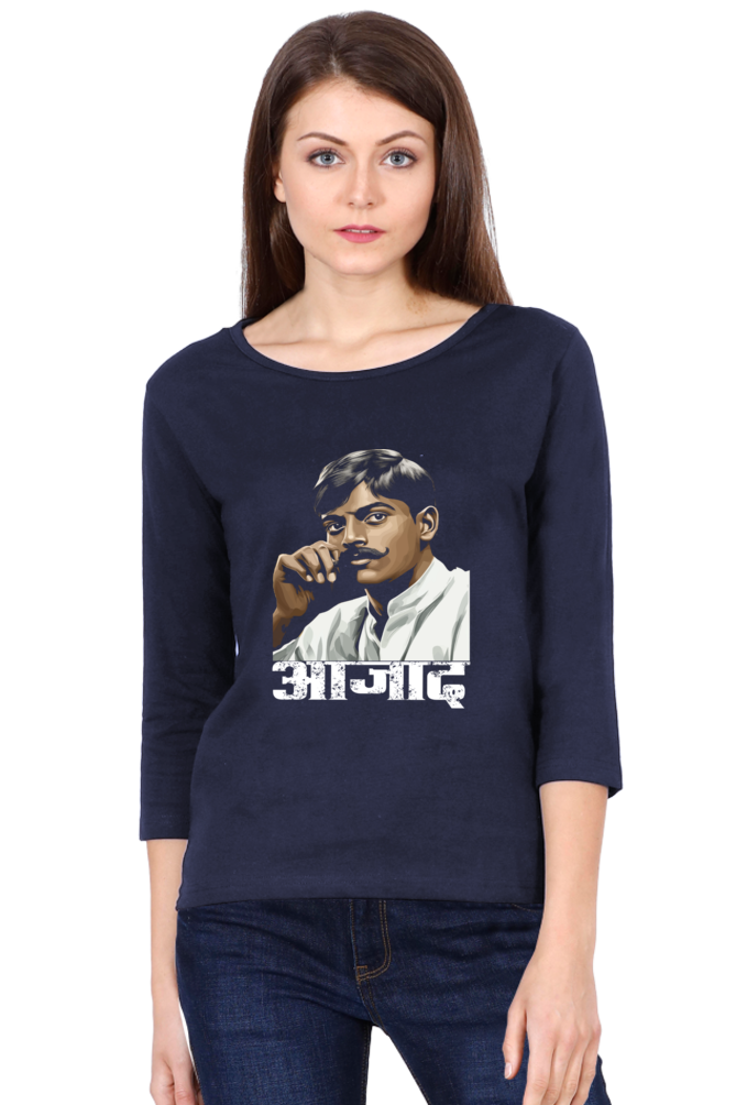 Chandra Shekhar Azad CourageRound Neck Full Sleeve T-Shirts for Women Vastrdhamm