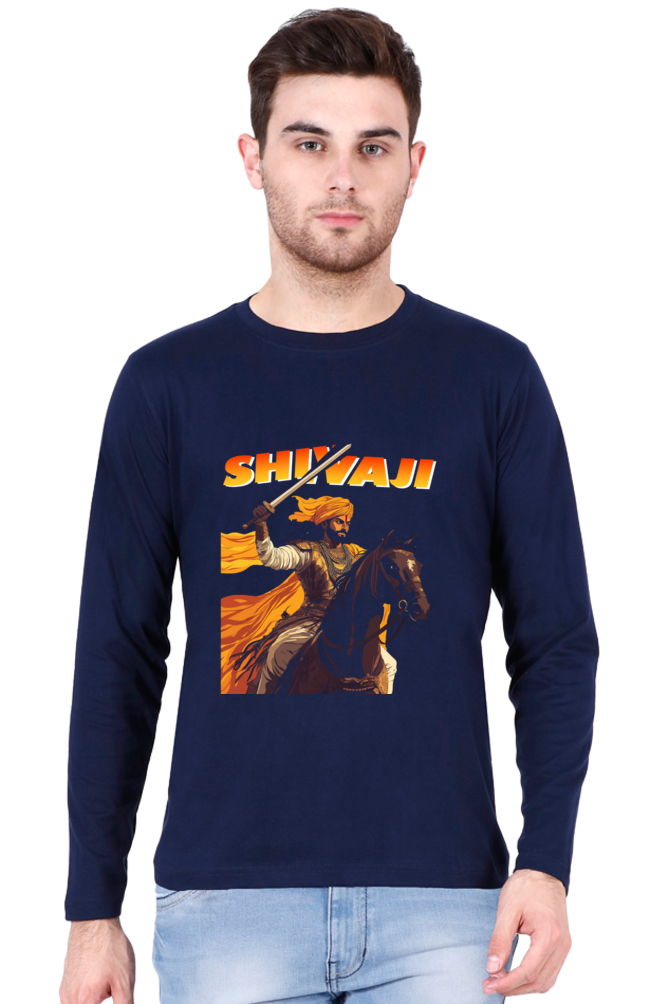 Shivaji Maharaj Warrior Spirit Round Neck Full Sleeve T-Shirts for Men Vastrdhamm