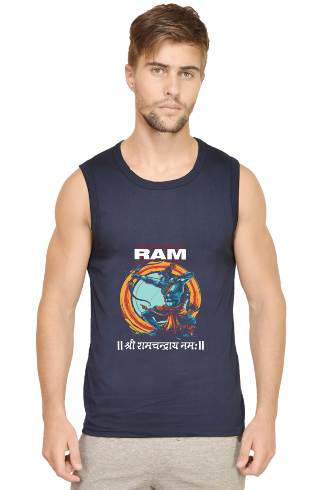 Ram Ji Victory Round Neck Sleeveless T-Shirts  for Men Vastrdhamm