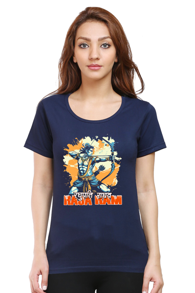 Ram Ji Warrior Spirit Round Neck Half Sleeve Classic T-Shirts for Women Vastrdhamm