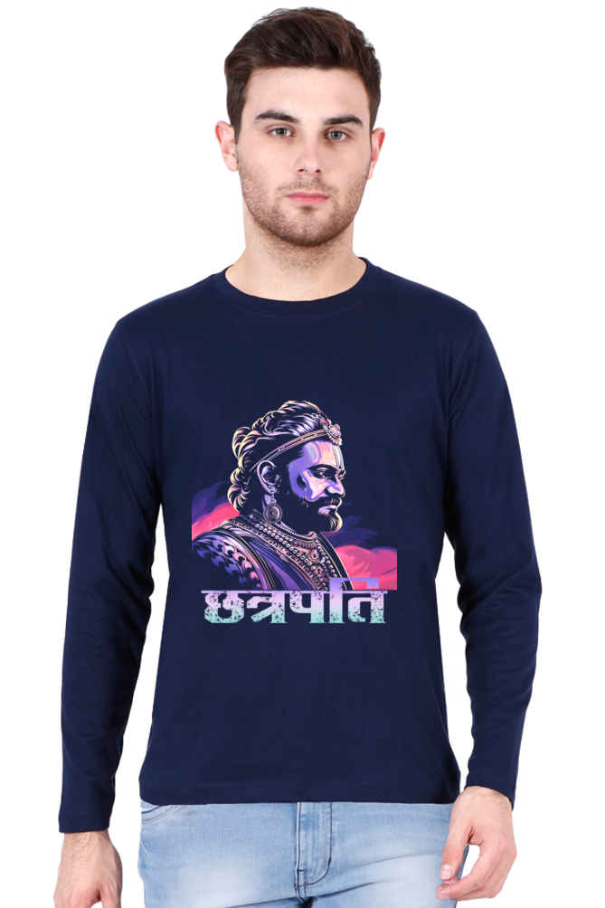 Shivaji Maharaj Courage Round Neck Full Sleeve T-Shirts for Men Vastrdhamm