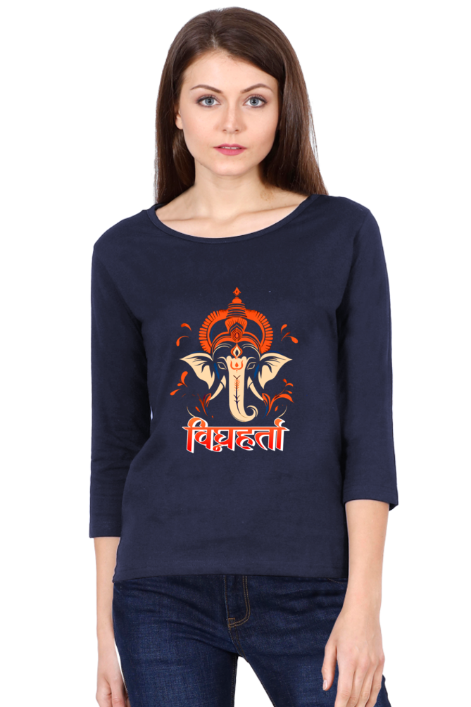 Ganesha WisdomRound Neck Full Sleeve T-Shirts for Women Vastrdhamm