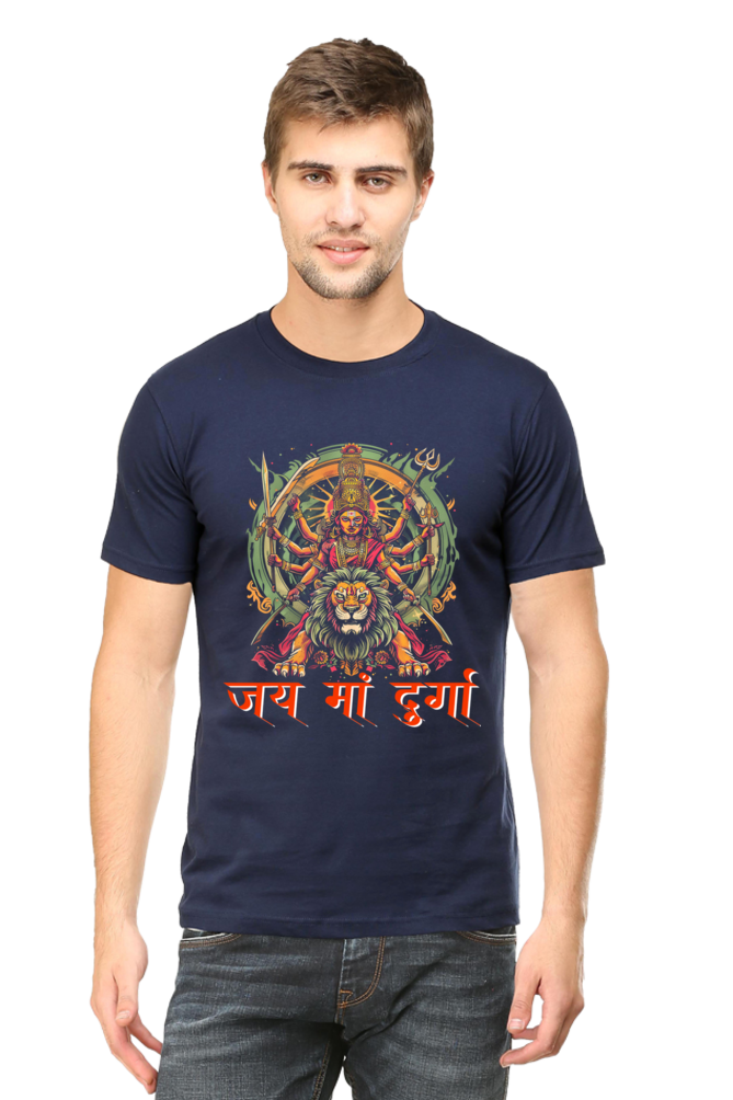 Maa Durga Victory Round Neck Half Sleeve Classic T-Shirts for Men Vastrdhamm