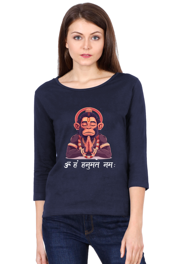 Hanuman Bhakti YogaRound Neck Full Sleeve T-Shirts for Women Vastrdhamm