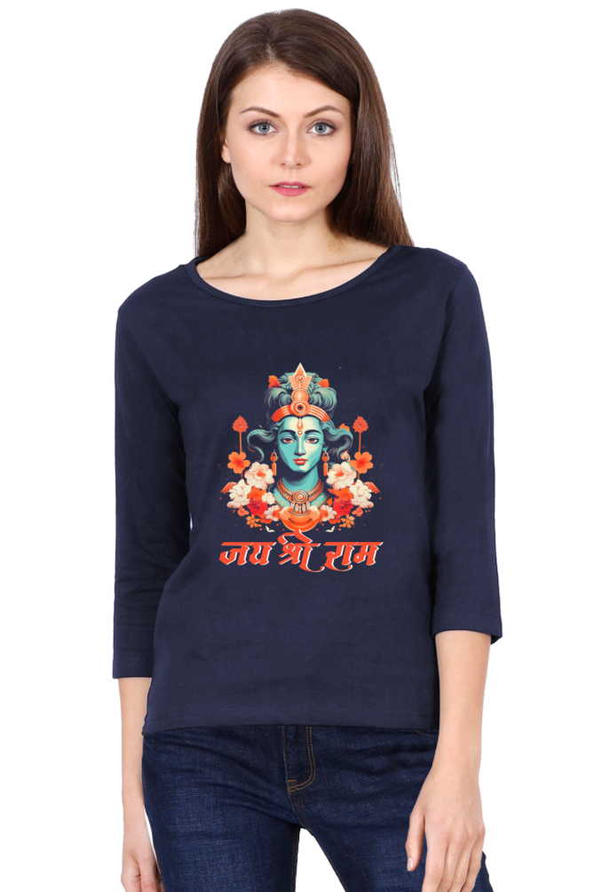 Ram Ji Vanvasi Round Neck Full Sleeve T-Shirts for Women Vastrdhamm