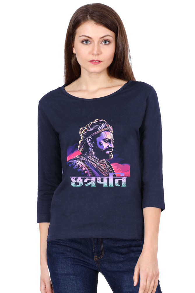 Shivaji Maharaj Courage Round Neck Full Sleeve T-Shirts for Women Vastrdhamm