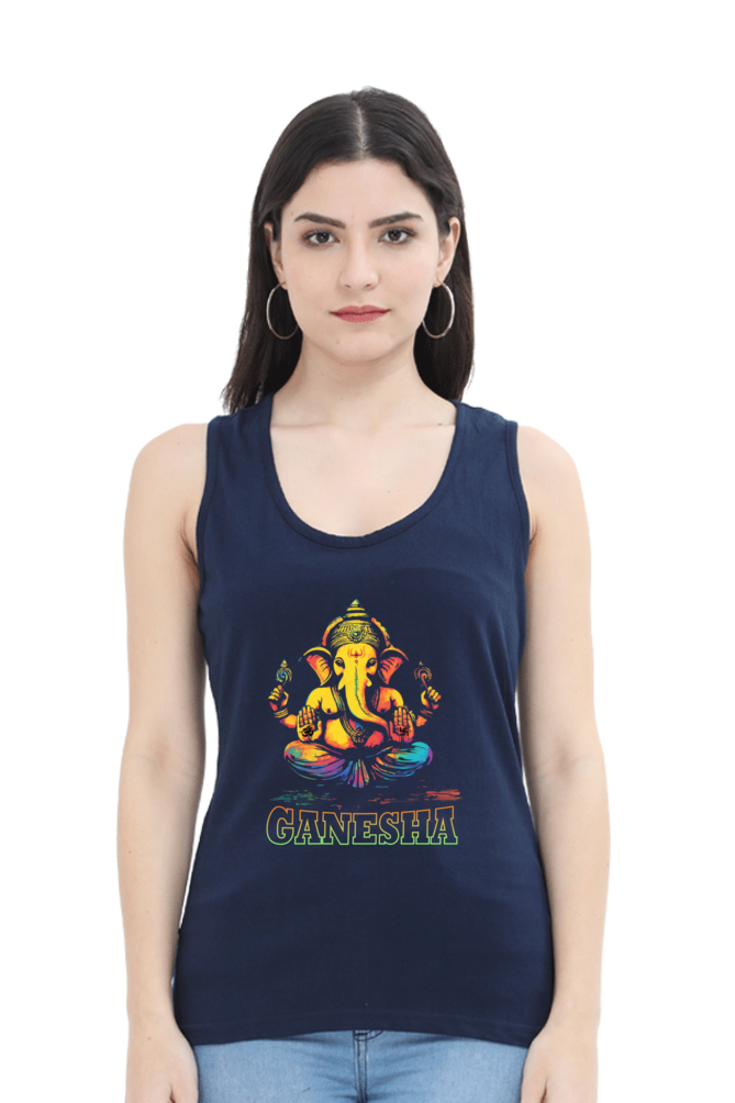 Ganesha DevotionTank Top T-Shirts for Women Vastrdhamm