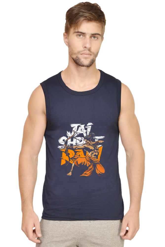 Ram Ji Dharma Protector Round Neck Sleeveless T-Shirts  for Men Vastrdhamm