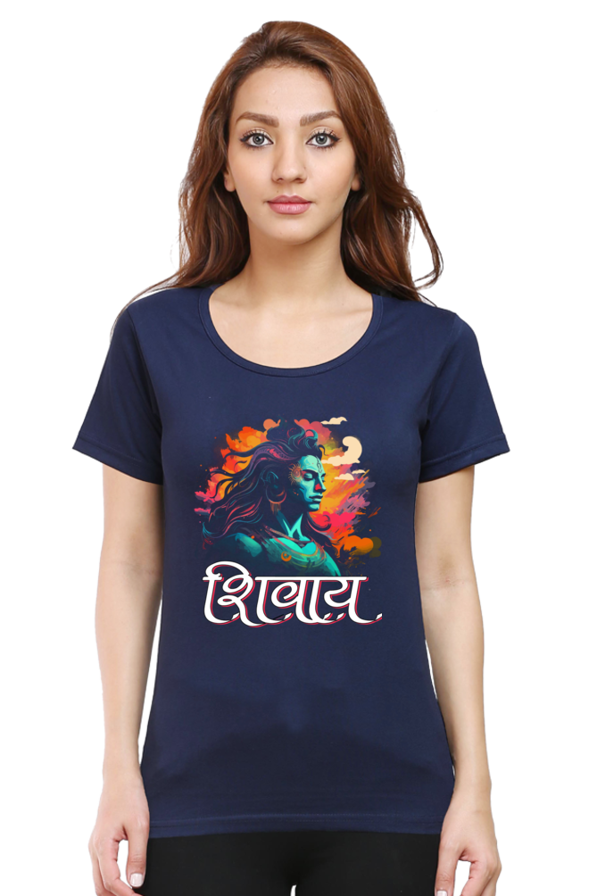 Shiv Ji Trishul Power Round Neck Half Sleeve Classic T-Shirts for Women Vastrdhamm