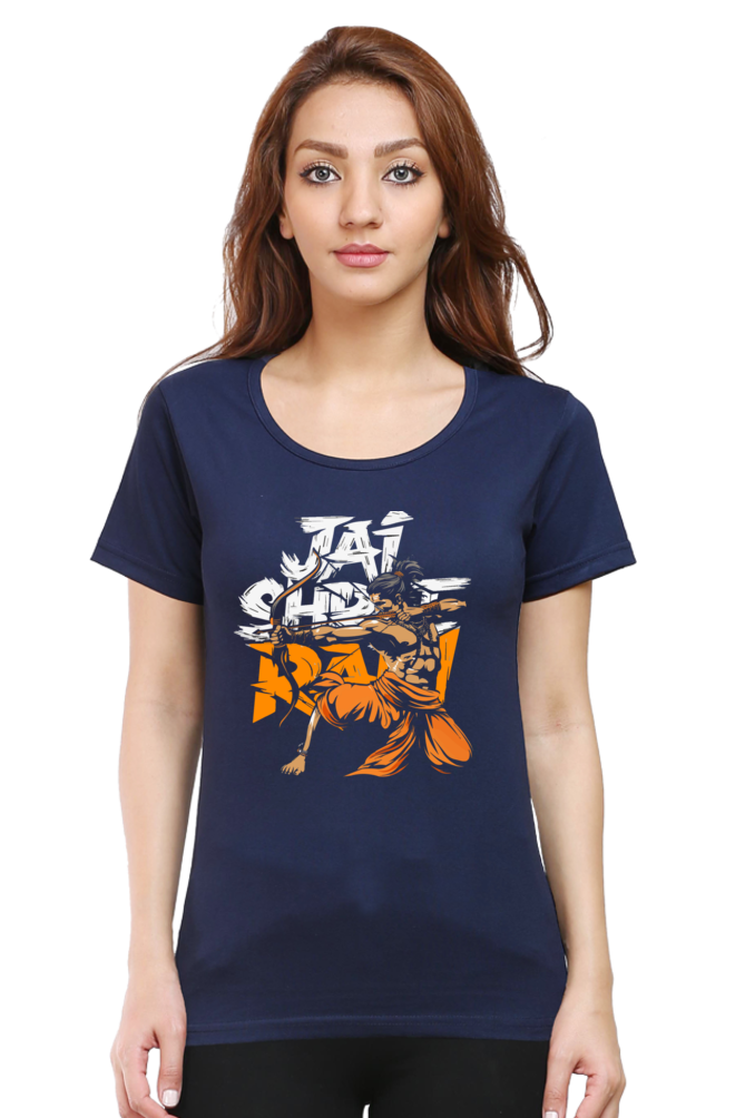 Ram Ji Dharma Protector Round Neck Half Sleeve Classic T-Shirts for Women Vastrdhamm