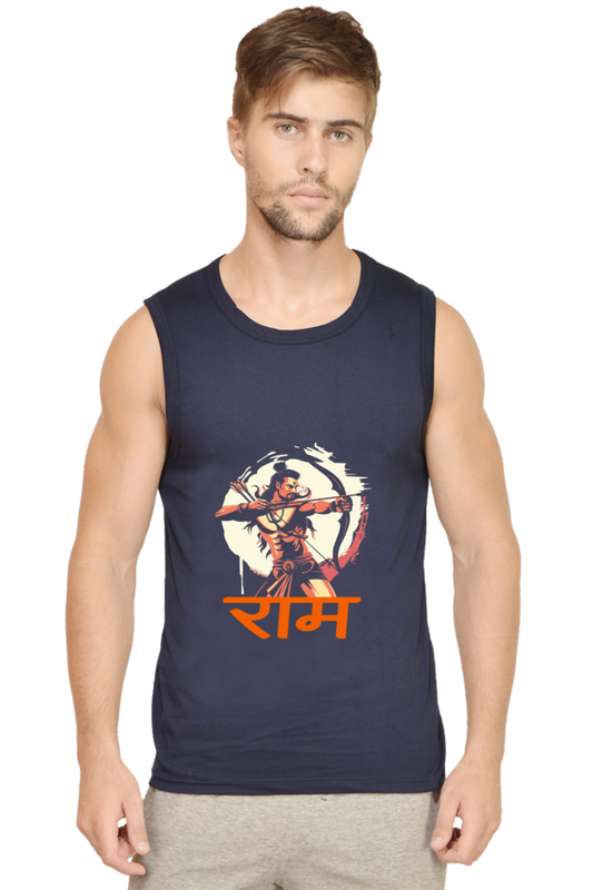 Ram Ji Divine Grace Round Neck Sleeveless T-Shirts  for Men Vastrdhamm