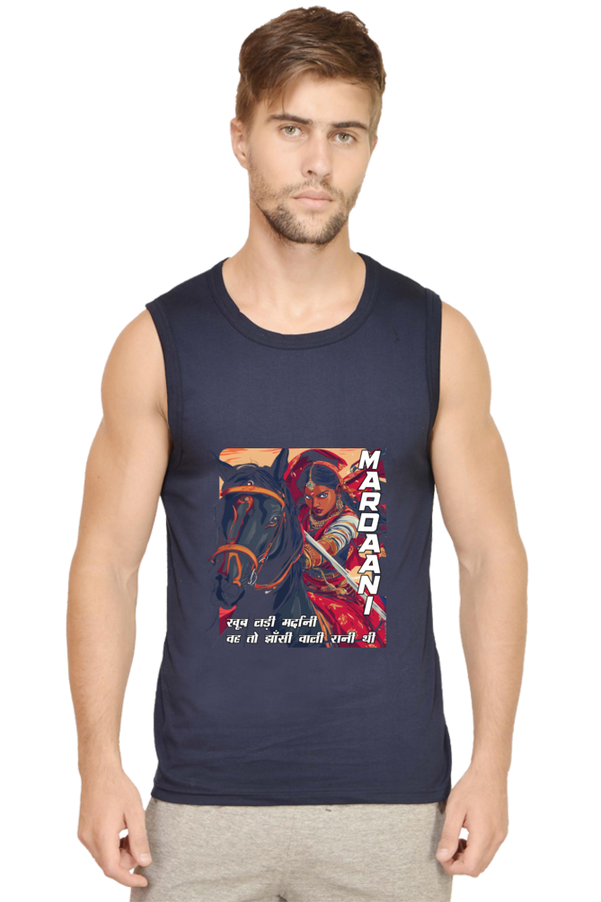 Lakshmi Bai Courage Unleashed Round Neck Sleeveless T-Shirts for Men Vastrdhamm