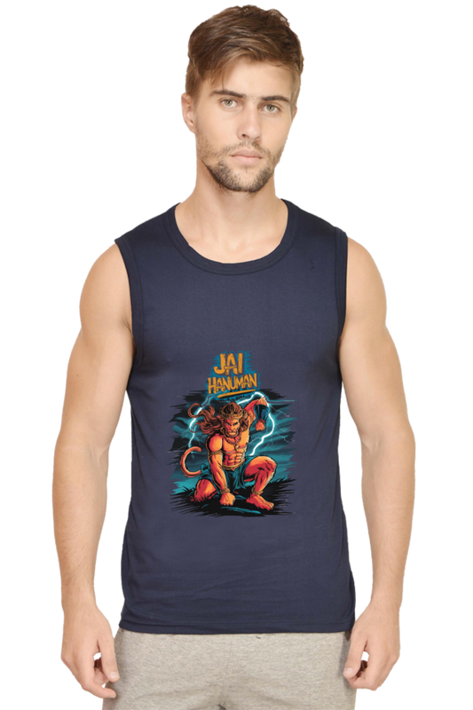 Hanuman Sacred Might Round Neck Sleeveless T-Shirts for Men Vastrdhamm