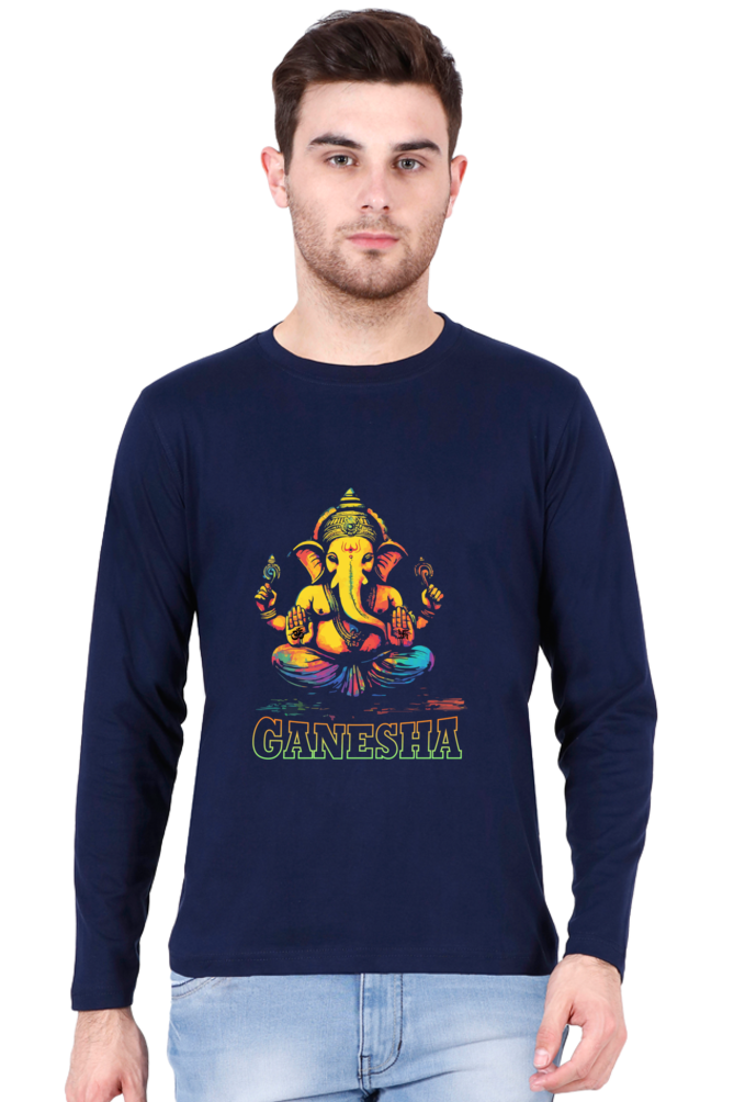 Jai Ganesha Power Round Neck Full Sleeve T-Shirts for Men Vastrdhamm