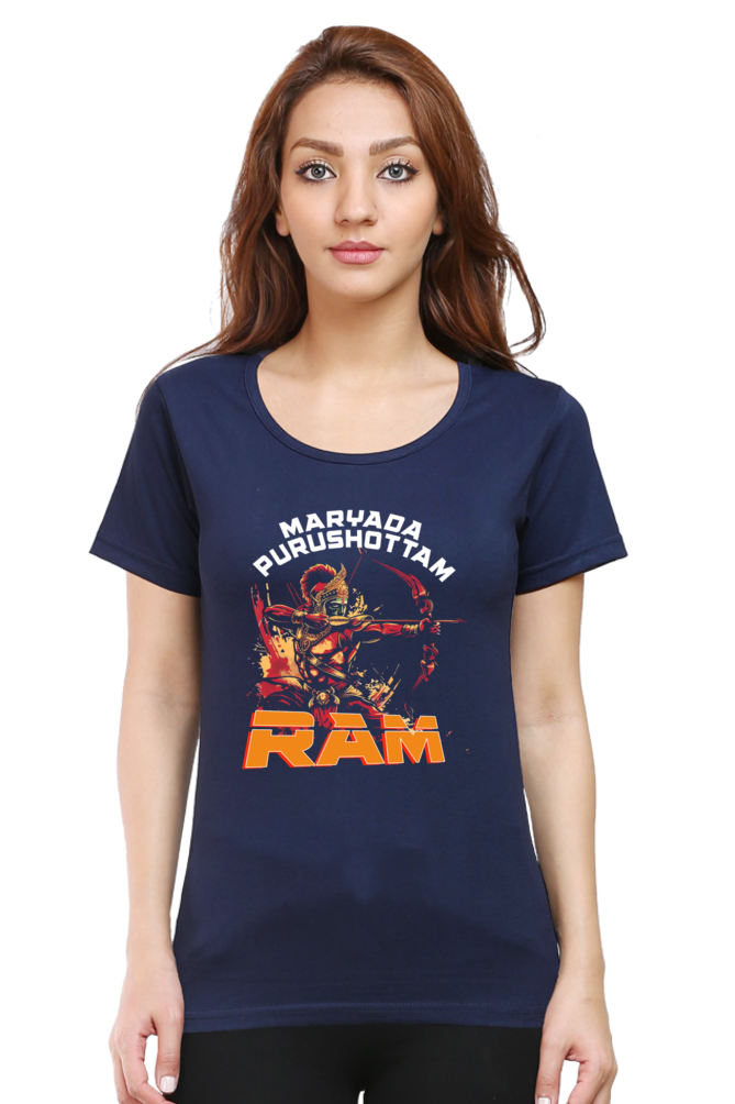 Ram Ji Divine Protector Round Neck Half Sleeve Classic T-Shirts for Women Vastrdhamm