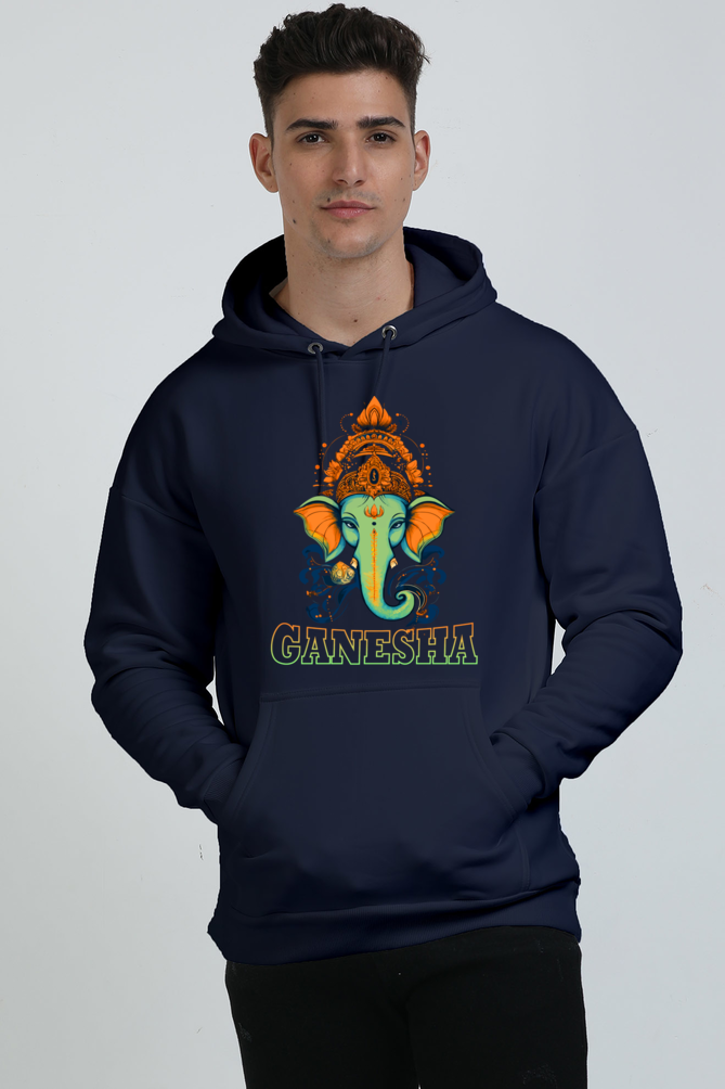 Jai Ganesha Glory Oversized Hooded Sweatshirt T-Shirts for Men Vastrdhamm