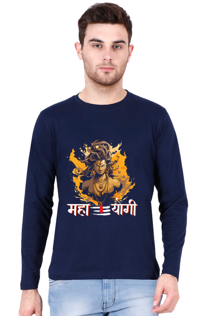 Shiv Ji Divine Power Round Neck Full Sleeve T-Shirts for Men Vastrdhamm