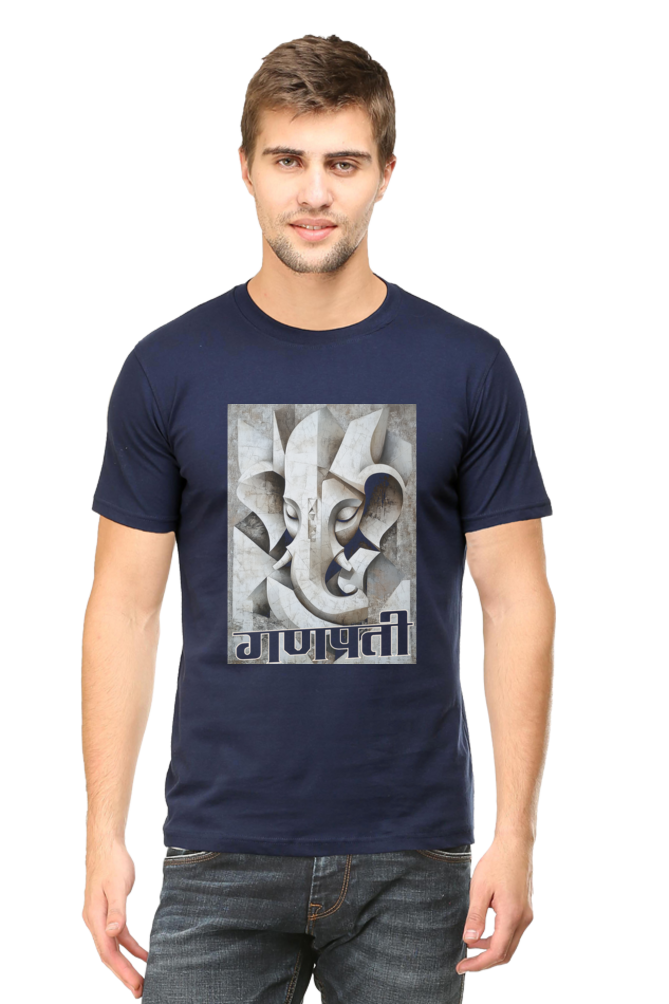 Ganesha Protector Round Neck Half Sleeve Classic T-Shirts for Men Vastrdhamm