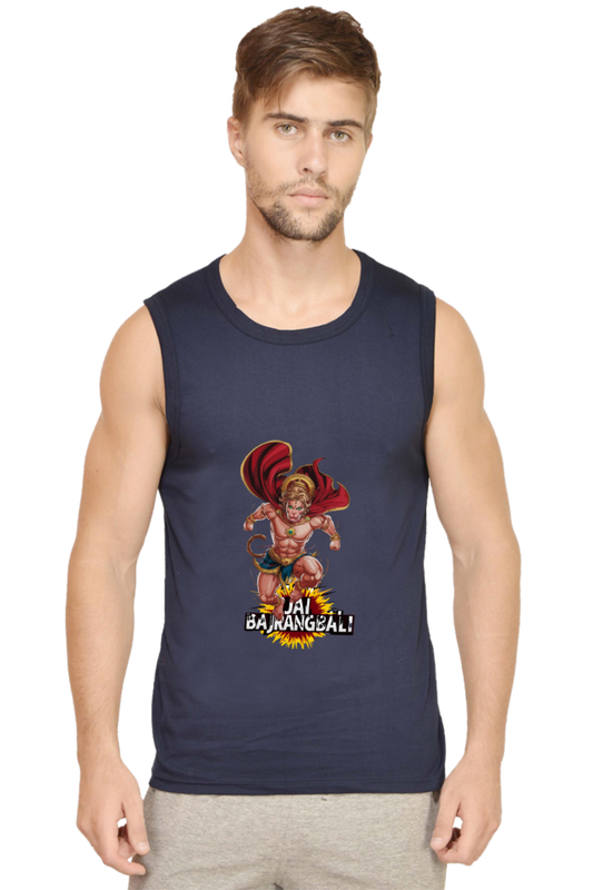 Hanuman Devotional Hero Round Neck Sleeveless T-Shirts for Men Vastrdhamm