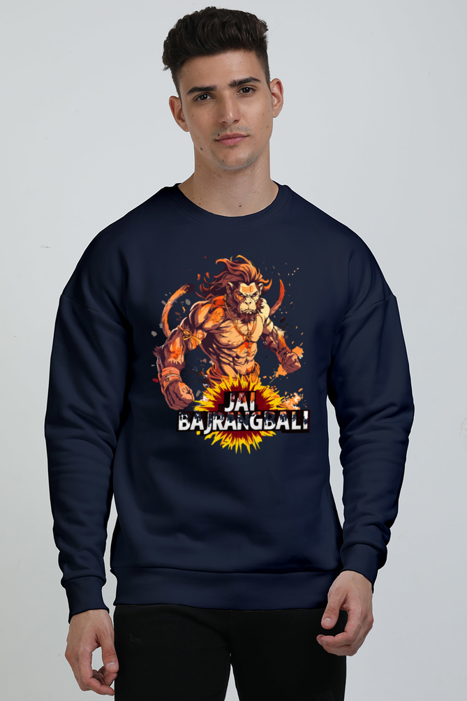 Hanuman Devotional Power Oversized Sweatshirt T-Shirts for Men Vastrdhamm