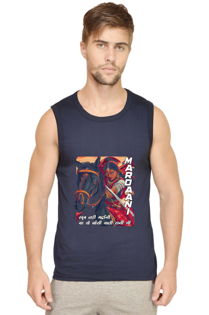 Lakshmi Bai Courage Unleashed Round Neck Sleeveless T-Shirts for Men Vastrdhamm