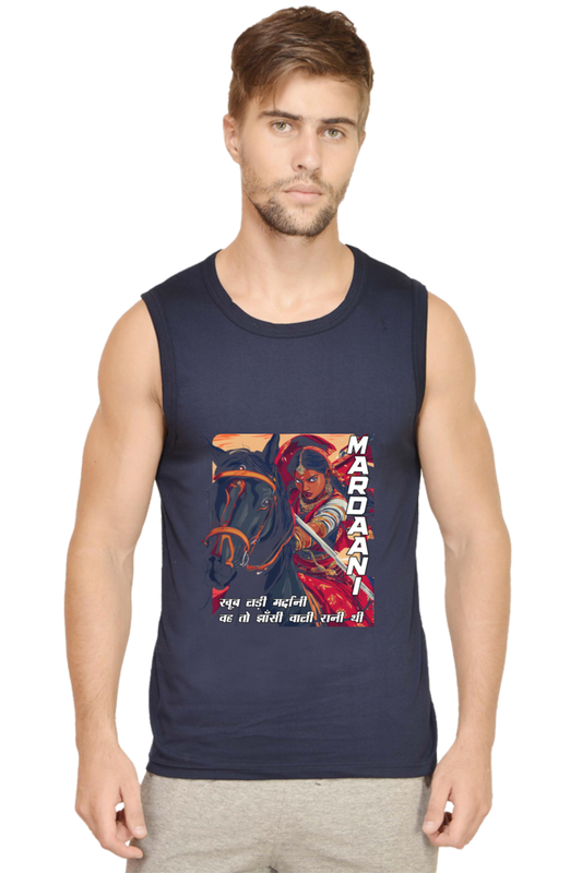 Lakshmi Bai Courage Unleashed Round Neck Sleeveless T-Shirts for Men Vastrdhamm