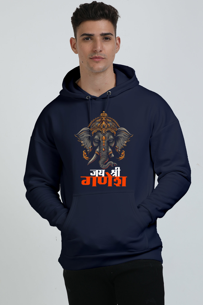 Ganesha Devotion Oversized Hooded Sweatshirt T-Shirts for Men Vastrdhamm