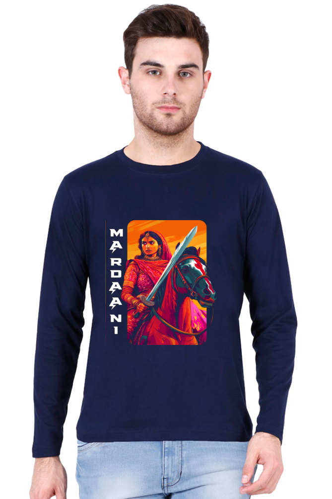 Lakshmi Bai Warrior Spirit Round Neck Full Sleeve T-Shirts for Men Vastrdhamm