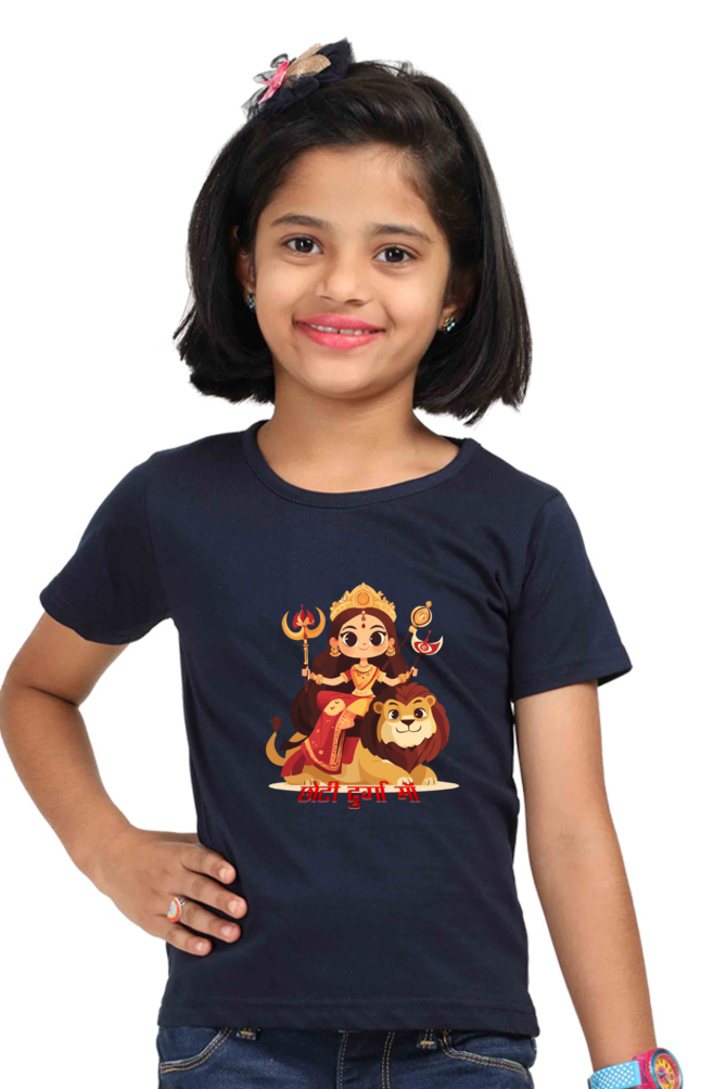 Durga Blessings Round Neck Half Sleeve Classic T-Shirts for Girl Vastrdhamm