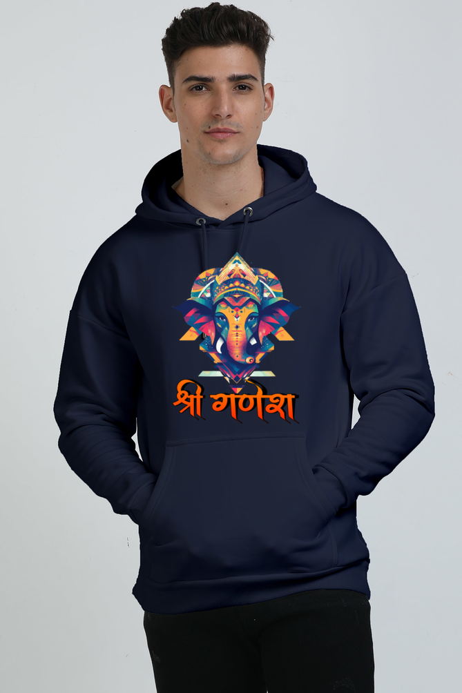 Jai Ganesha Protector Oversized Hooded Sweatshirt T-Shirts for Men Vastrdhamm